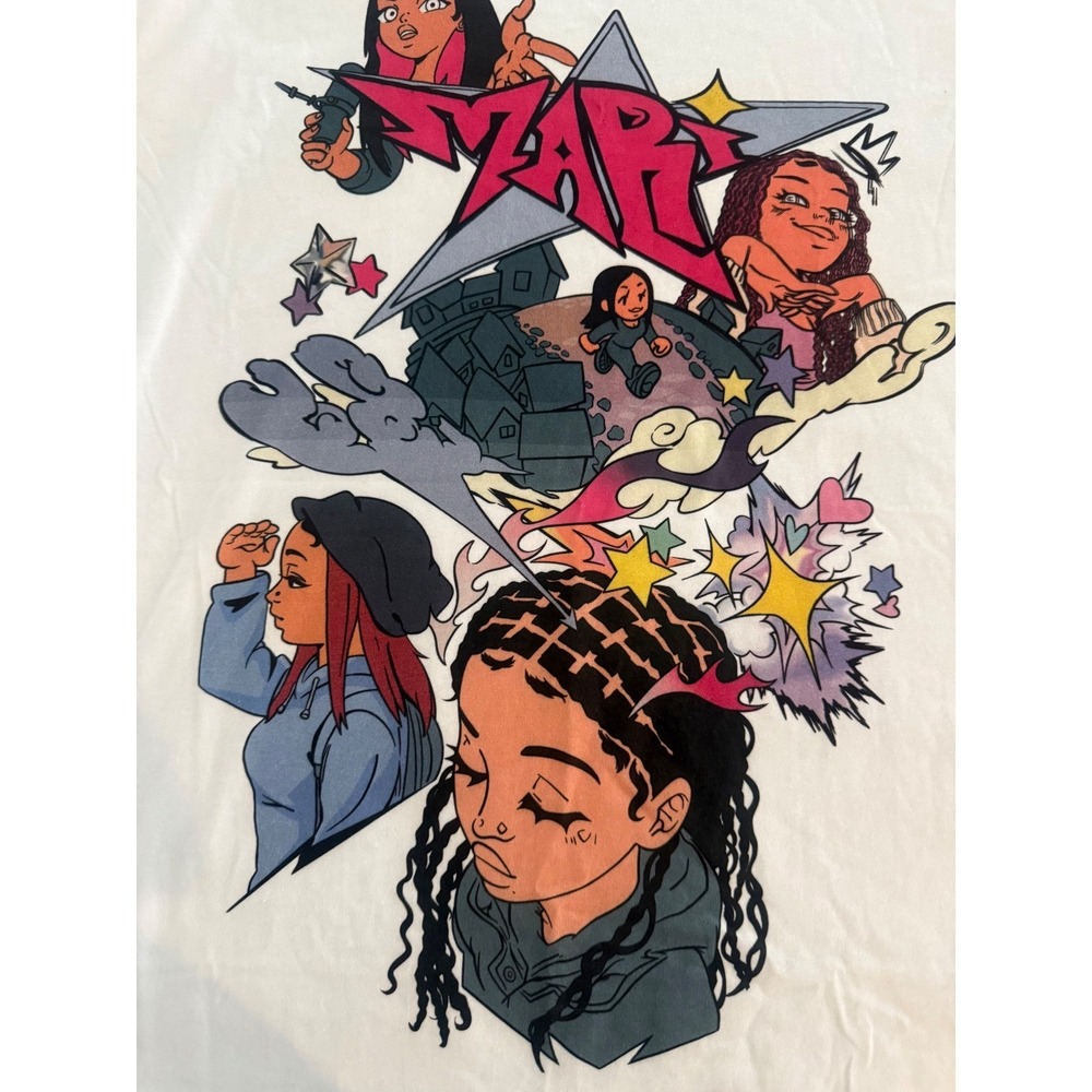 Mari Graphic T-Shirt White Unisex Size Small Next Level Apparel Y2K Cartoon - Picture 6 of 6